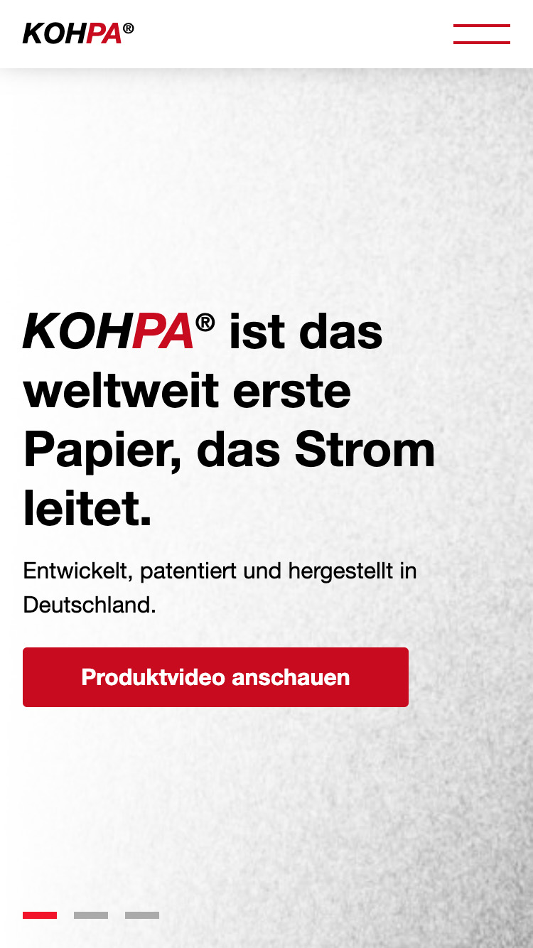 Kundenprojekt KOHPA Website Startseite mobile